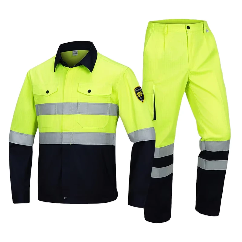 High Visibility Anti-Static Work Overalls with Reflective Strips
