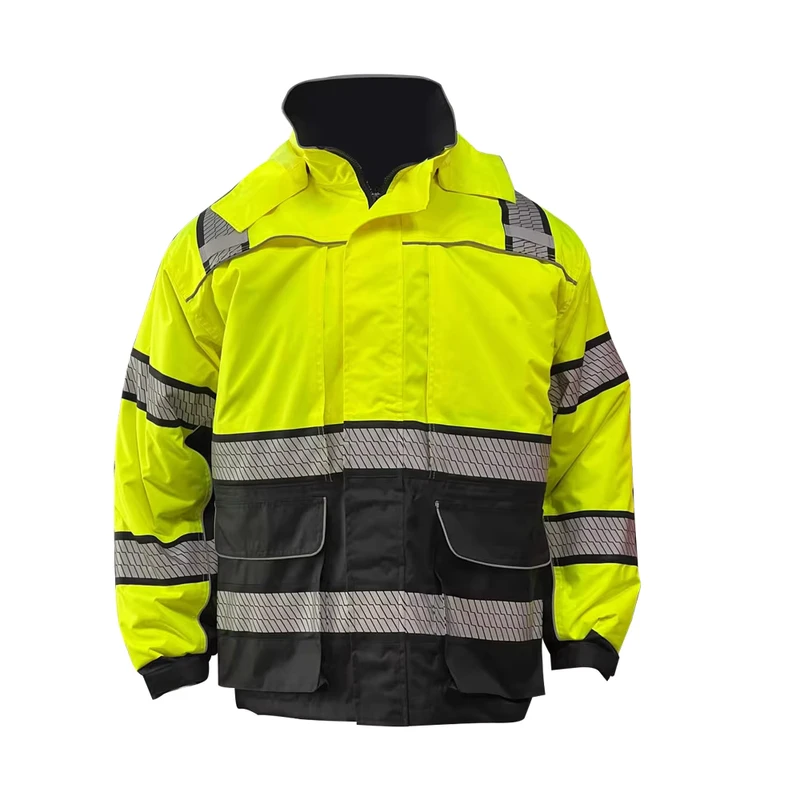 High Visibility Apparel Construction Yellow Winter Reflective 3 in 1 Hi Vis Safety Jacket