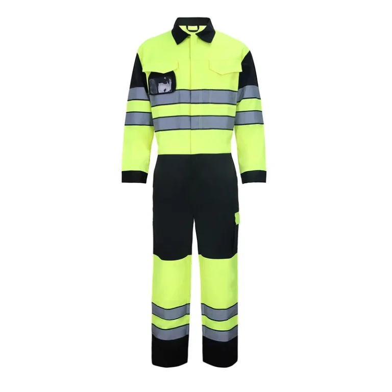 High-Visibility-Breathable-Durable-Polyester-Cotton-Waterproof-Coverall-with-Reflective-Tape-for-Construction