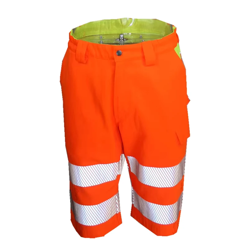 High Visibility Breathable Reflective Polyester Work Shorts Pants Customizable Logo Cargo Shorts Pants Work Wear