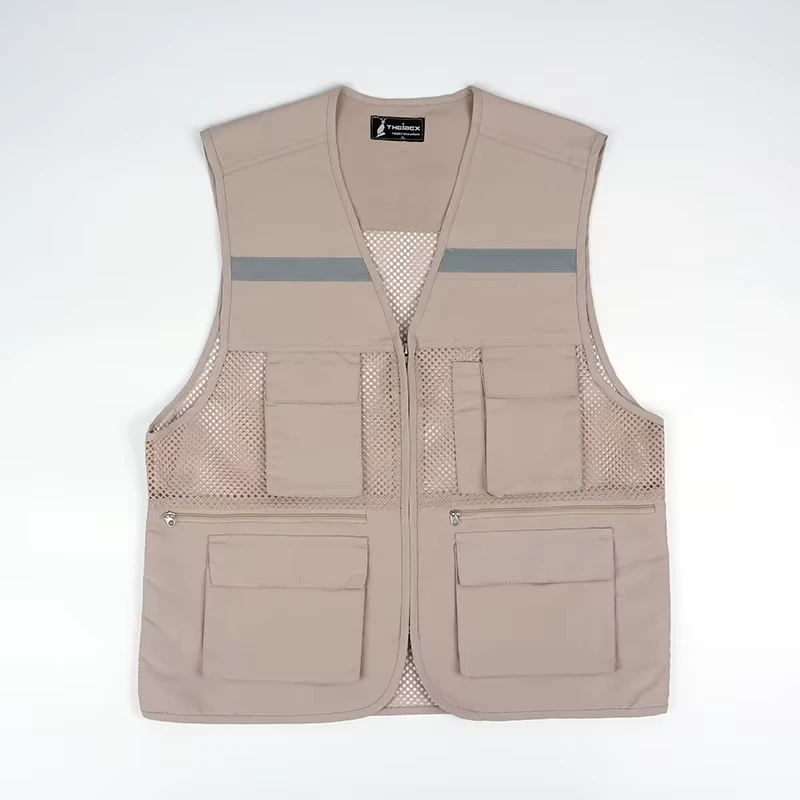 High Visibility Breathable Reflective Safety Vest ANSI Class 3 EN ISO 20471 Apricot Color Road Safety Outdoor Activities