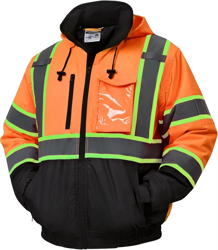 High Visibility Breathable Safety Jacket ANSI Class 2 Waterproof Rain Jacket for Construction Utility Workers
