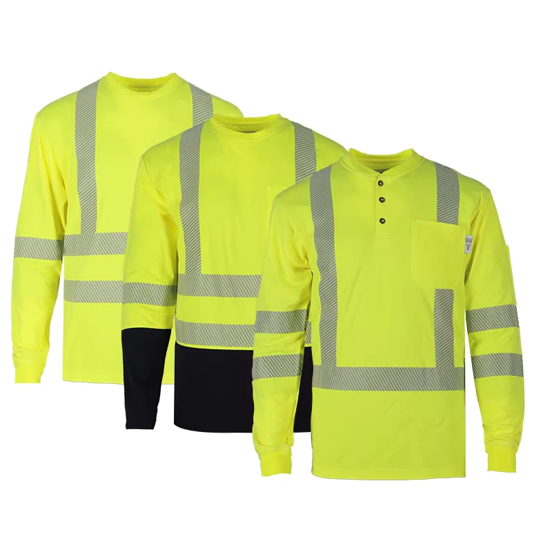 High Visibility Breathable Welding Clothes Long Sleeve FR Welding Reflective CAT2 Mechanic Hi Vis Work Shirts