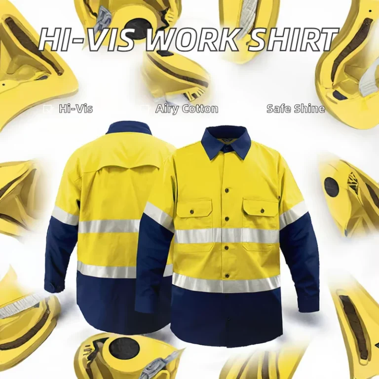 High-Visibility-Breathable-Yellow-Two-Tone-Long-Sleeve-Construction-Reflective-Safety-Hi-Vis-Work-Shirt-Comfortable-Workwear