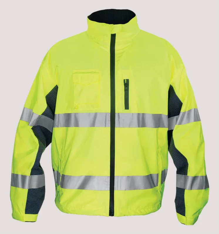 High Visibility Breathable Yellow Two Tone Long Sleeve Workwear Reflective Safety Hi Vis Work Jacket Shirt