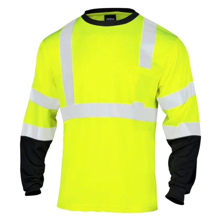 High-Visibility-Class-3-Fluorescent-Breathable-Reflective-Hi-Vis-Polyester-Construction-Safety-Shirt-Moisture-Wicking-UPF-Logo