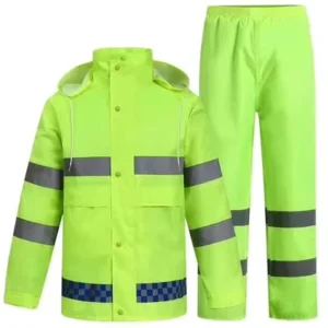 High Visibility Class 3 Raincoat Work Pants Jacket Set Waterproof Reflective Polyester Oxford Material Customizable Logo Support