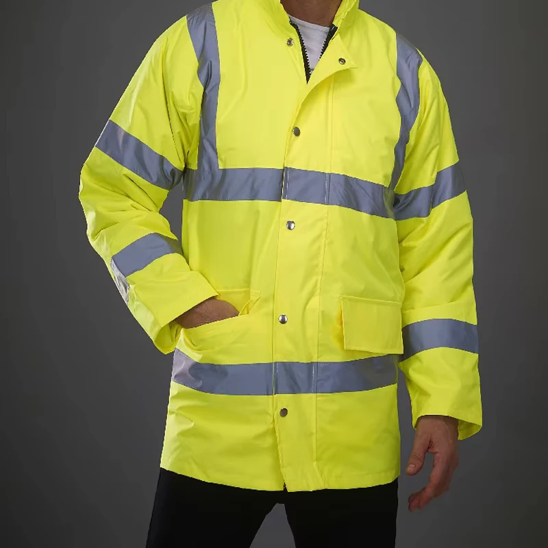 High Visibility Construction Heavy Worker Reflective Orange Safety Polyester Workwear Jacket Hi Vis Safety Jacket