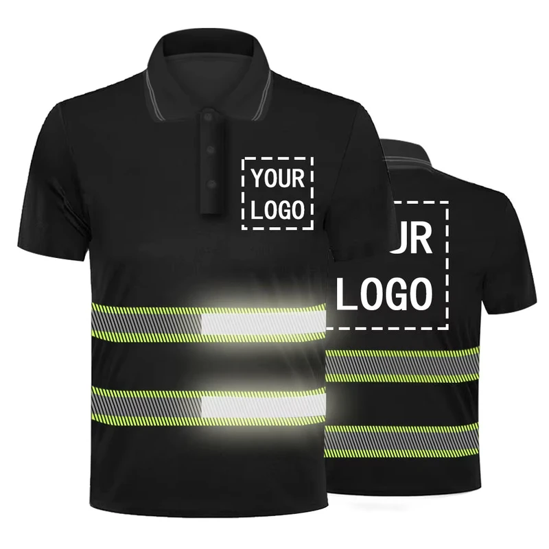 High Visibility Construction Mining Workwear Polo Shirt with Reflective Tape