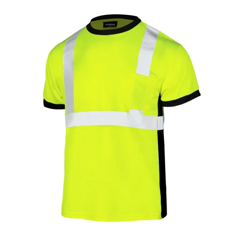 High-Visibility-Construction-Short-Sleeve-Safety-Shirt-Class-2-Quick-Dry-Fluorescent-Reflective-Polyester-with-Customizable-Logo