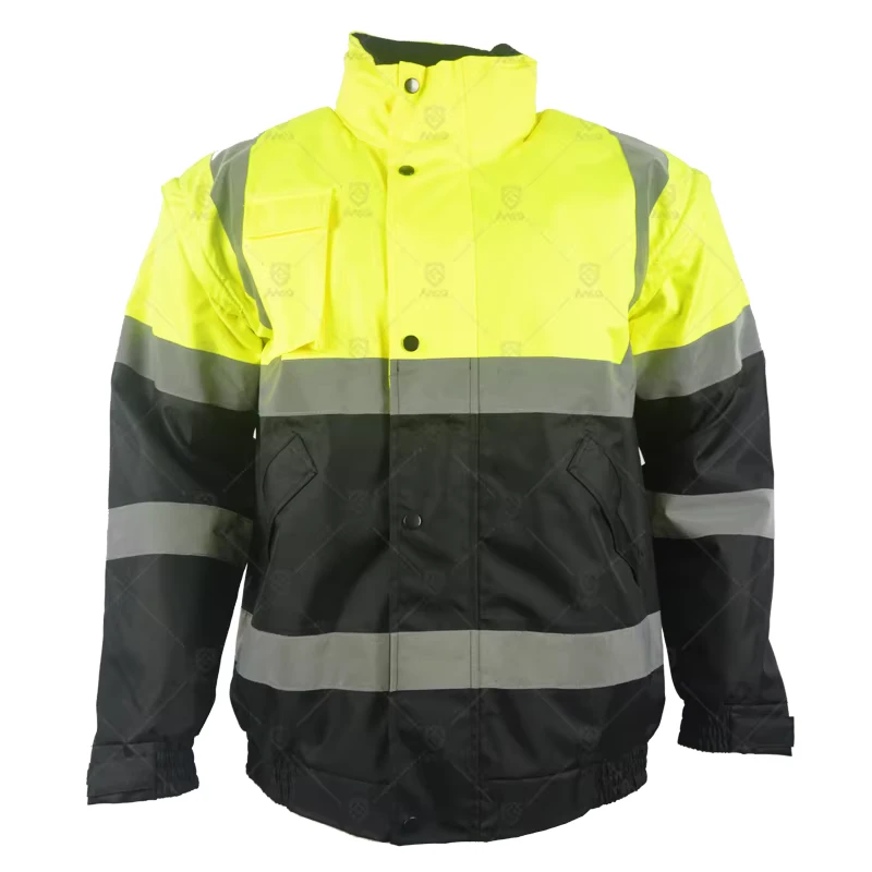High Visibility Construction Work Safety Bomber Jacket Winter Coat Reflective Hi Vis Waterproof Thermal Insulation
