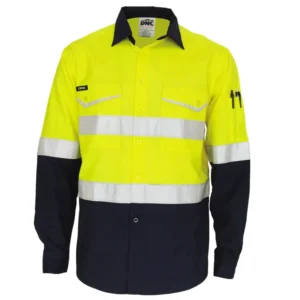 High Visibility Construction Work Shirts Breathable Long Sleeve Cotton-Polyester Uniforms Reflective Features Customizable Logo