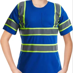 High Visibility Construction Work Short Sleeve Mesh Reflective Strips T Shirt Anti Static Feature