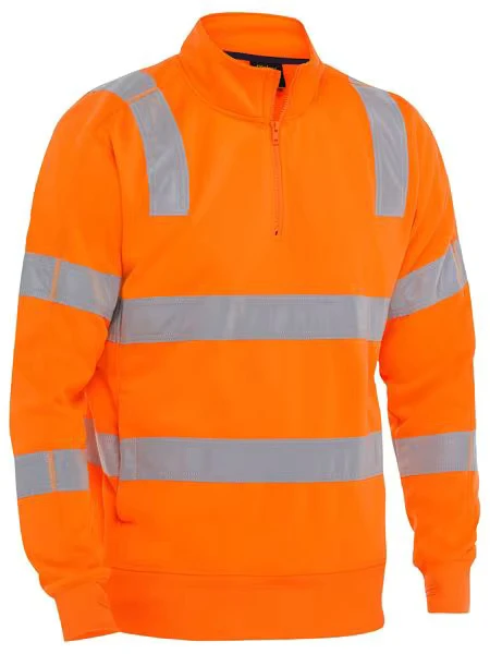 High Visibility Cotton 1/4 Zip Taped Pullover ASTM/AS/NZS Certified Anti-UV Rip-Stop Unisex Workwear