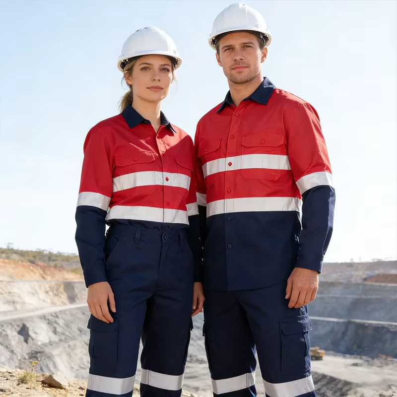 High Visibility Cotton Hi Vis Workwear Construction Custom Logo Mining Coal Oil Gas Traffic Work Uniform Reflective Safety Shirt