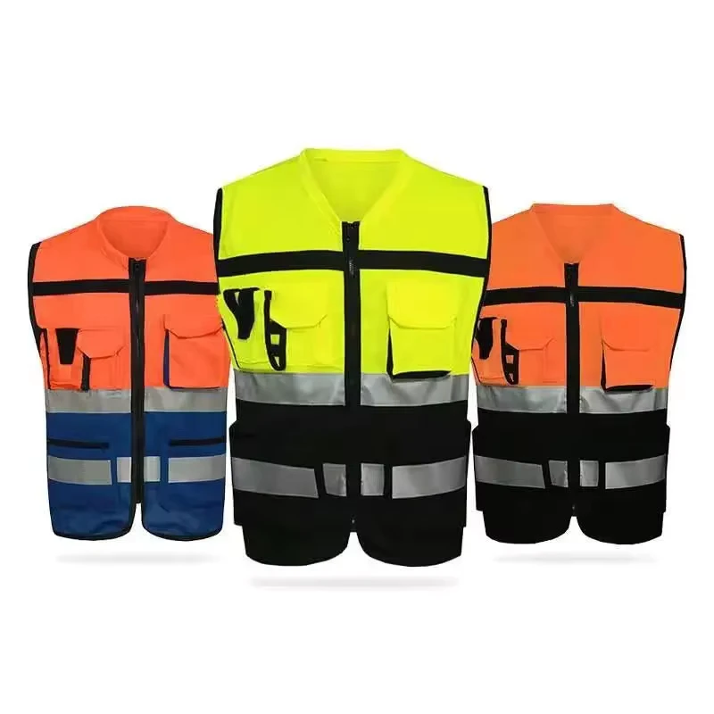 High Visibility Custom Logo Breathable Mesh Reflective Waterproof Safety Work Vest for Construction Workers and Engineers