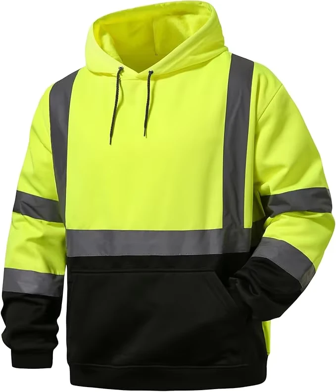 High Visibility Custom Logo Construction Industrial Workwear Road Winter Hi Vis Work Hoodie Coat Worker Reflective Safety Jacket