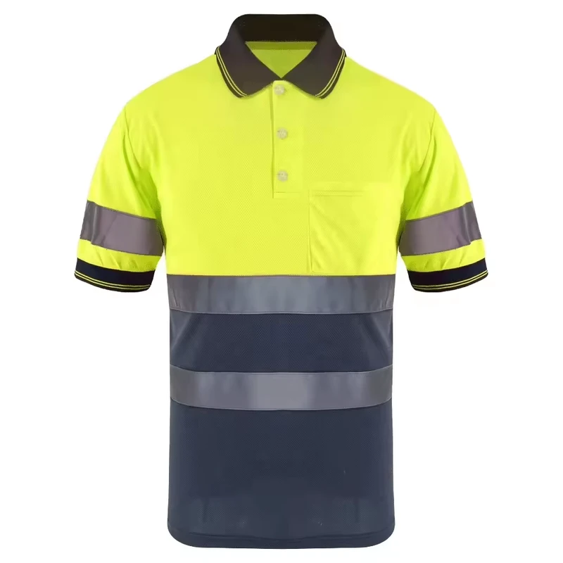 High Visibility Custom Logo Hi Vis Reflective Safety T Shirt Men Short Sleeve Working Polo Shirt