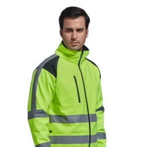 High Visibility Customized Logo Made Waterproof Glistening Working Uniform Safety Jackets for Men Security Guard Reflector Tape