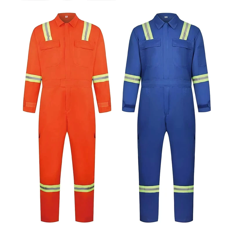 High-Visibility FR Anti-Heat Level C Pure Cotton Reflective Safety Coverall