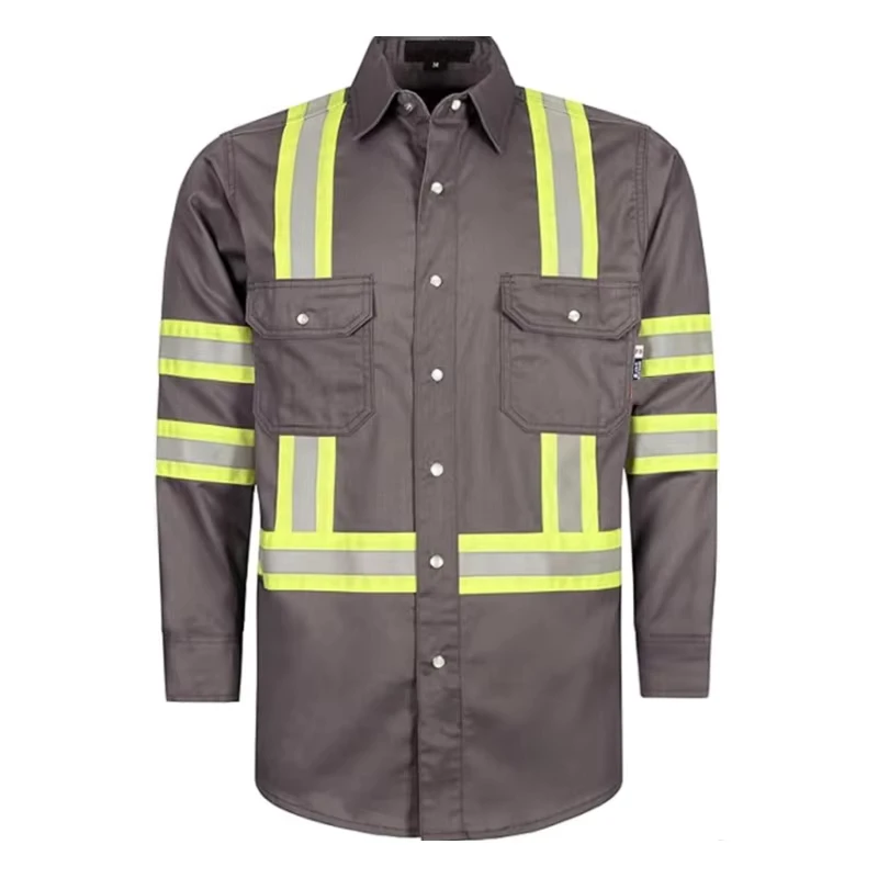 High Visibility Fire Retardant Apparel American Flag ANSI ISEA Type O Class1 Flame Resistant Hi Vis Reflective Jacket FR Shirts