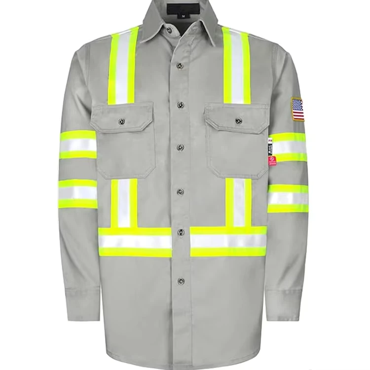 High-Visibility-Flame-Resistant-FR-Shirt-Water-Oil-Repellent-USA-Flag-ANSI-ISEA-Type-O-Class1-EN11612-NFPA2112-Welding-Clothing