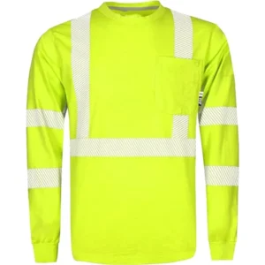 High Visibility Flame Resistant Reflective Trim 6OZ Knit Fabric Cotton Sleeves Men’s Safety Shirts EN11612 NFPA2112 Certified