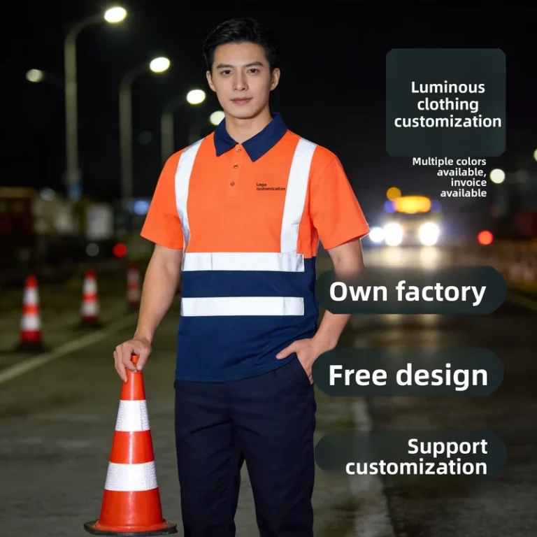 High-Visibility-Fluorescent-Polyester-Summer-Short-Sleeve-Custom-Logo-Road-Security-Safety-Reflective-Workwear-Hi-Vis-Shirt-1
