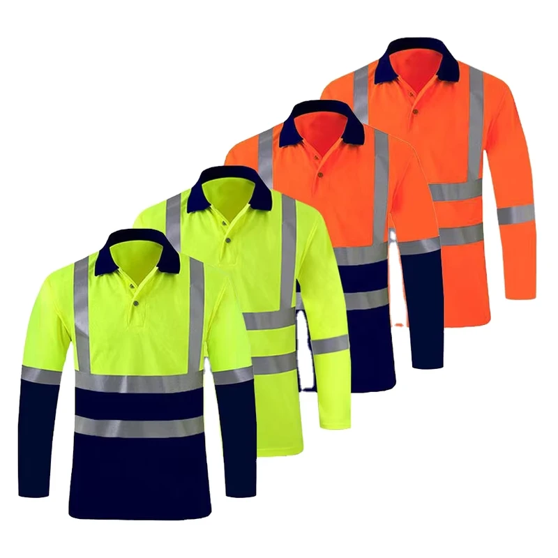 High Visibility Fluorescent Polyester Summer Short Sleeve Custom Logo Road Security Safety Reflective Workwear Hi Vis Shirt