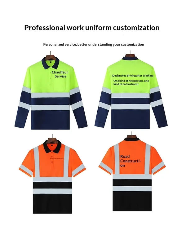 High Visibility Fluorescent Polyester Summer Short Sleeve Custom Logo Road Security Safety Reflective Workwear Hi Vis Shirt