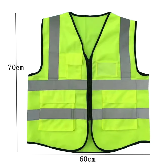 High Visibility Fluorescent Reflective Vest with Multiple Pockets