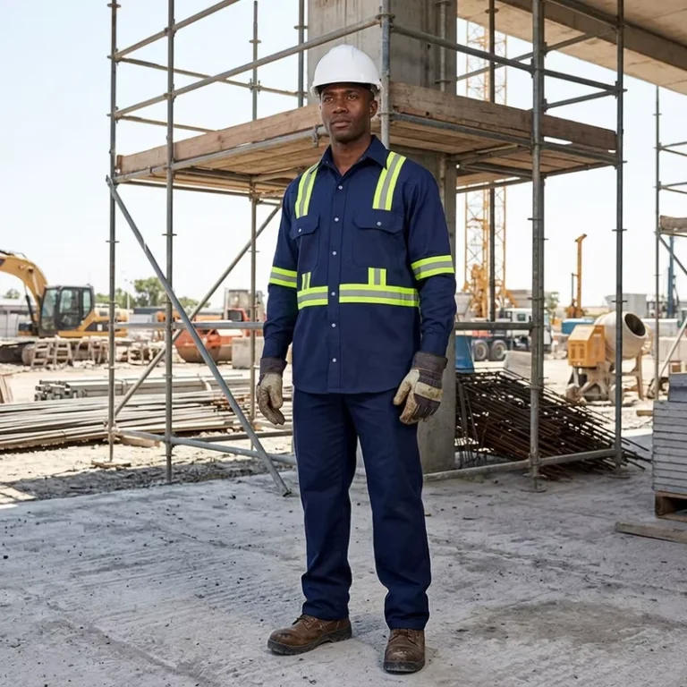 High-Visibility-Hi-Vis-Flame-Resistant-Fire-Retardant-Shirt-Mens-Reflective-FR-Safety-Long-Sleeve-Work-Shirt