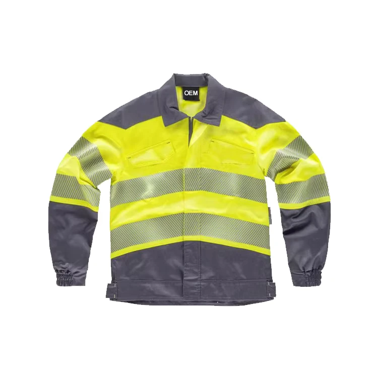 High Visibility High Vis Safety Jackets Workwear Shirt Collar HI VIS Stretch Combined Jacket With Pockets