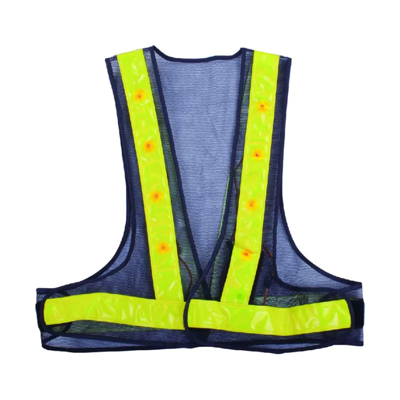 High-Visibility LED Flashing Reflective Workwear Cycling Vest with Custom Logo