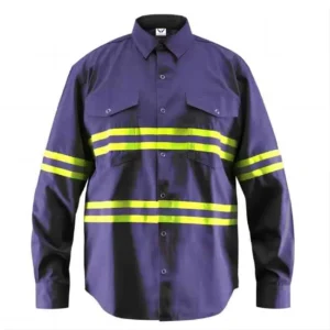 High Visibility Lightweight 100% Cotton Safety Coal Mining Long Sleeve Fire Retardant Welding Shirts