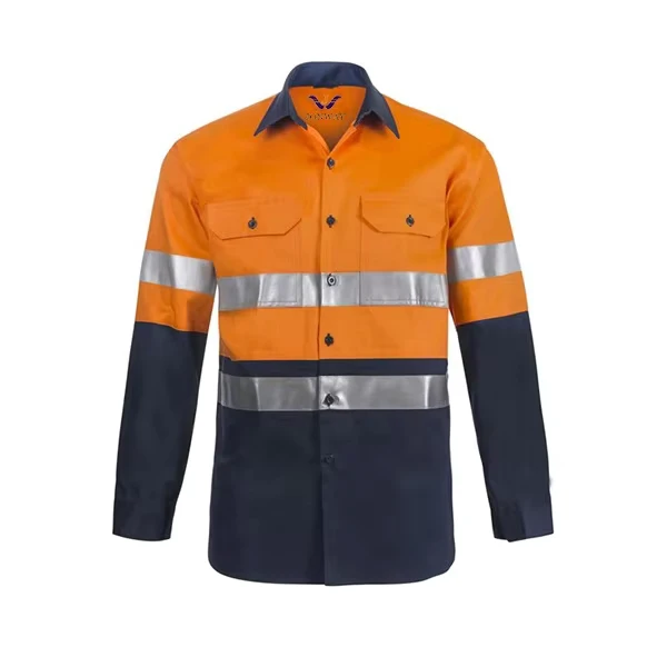 High Visibility Lightweight 100% Cotton Safety Shirt for Coal Mining Construction Reflective ANSI Class 2 Yellow S-5XL Clothing