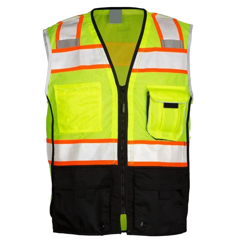High Visibility Lightweight Polyester Nylon Reflective Safety Vest Jacket for Roadway Construction Workers