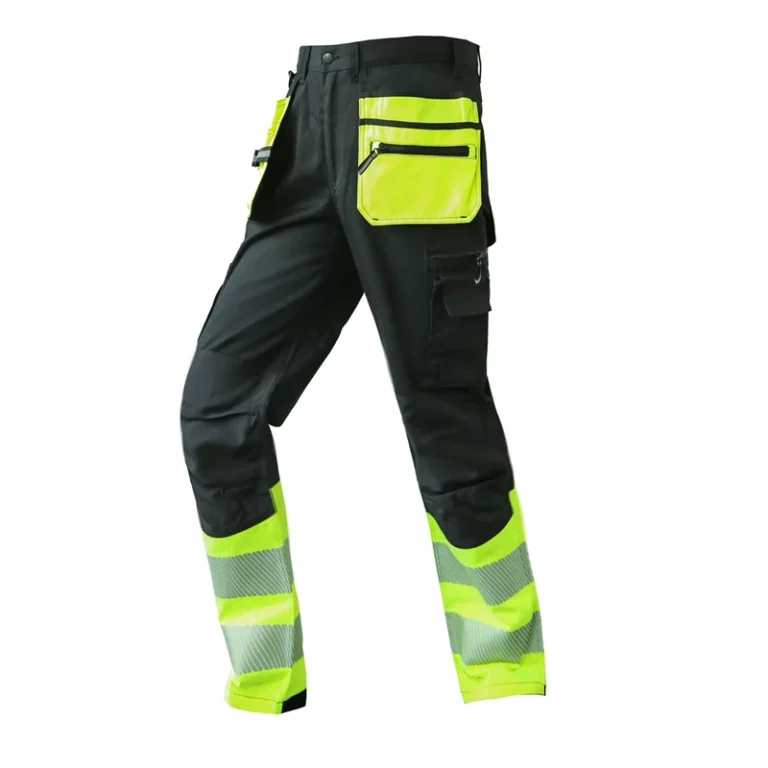 High-Visibility-Lightweight-Traffic-Safety-Work-Pants-With-Draw-String-Hi-Vis-Reflective-Tape-Leg-Zippers