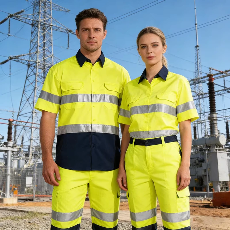 High Visibility Mechanics Mining Cleaner Traffic Construction Security Work Uniform Workwear Reflective Safety Work Hi Vis Shirt