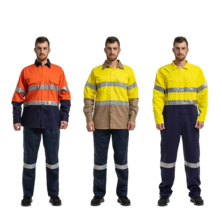 High Visibility Miner Coal Mining Worker Construction Road Safety Reflective Hi Vis Work Uniform for Men
