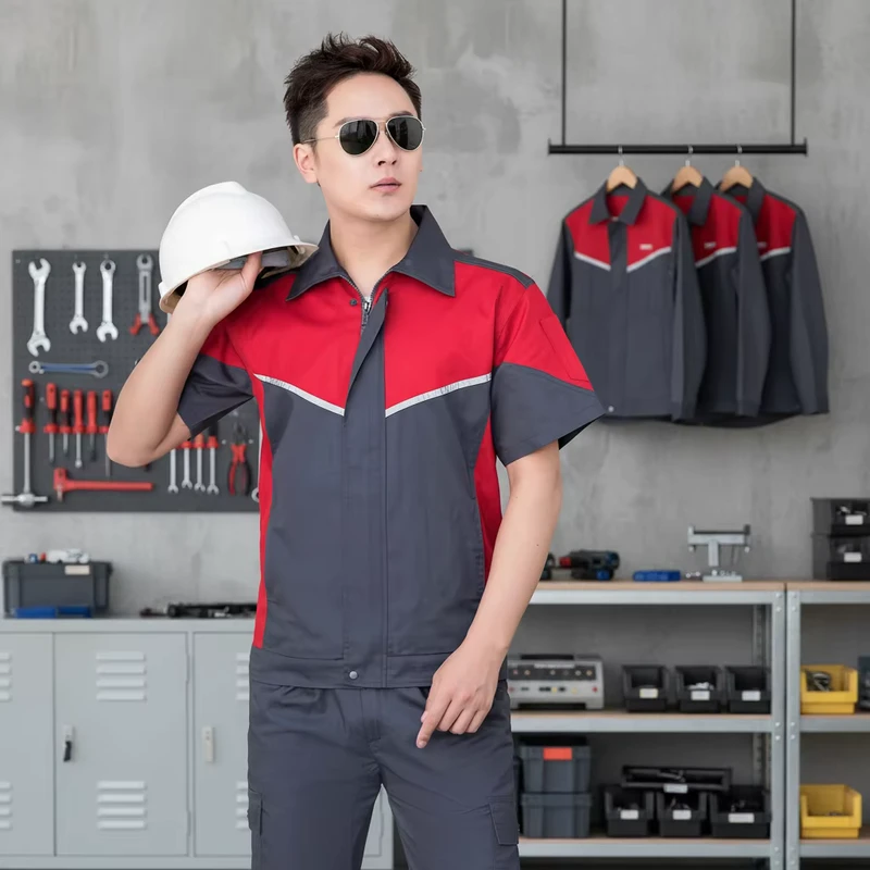 High-Visibility Mining Safety Workwear Set, Multi-Pocket Polyester Cotton Cargo Pants