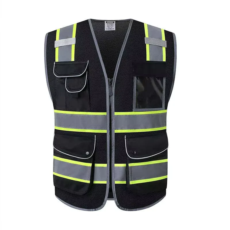 High Visibility Multi Pocket Reflective Safety Jacket & Work Vest Hi Vis Safety Wear with Reflective Strips for Road Workers
