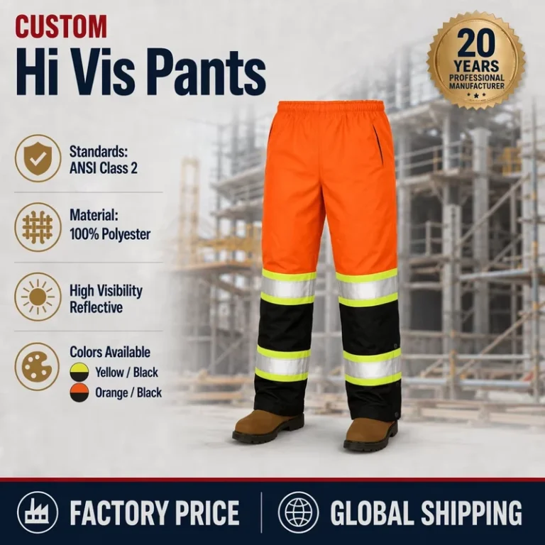 High-Visibility-Orange-Black-Elastic-Waist-Traffic-Road-Way-Construction-Reflective-Safety-Waterproof-Hi-Vis-Pants