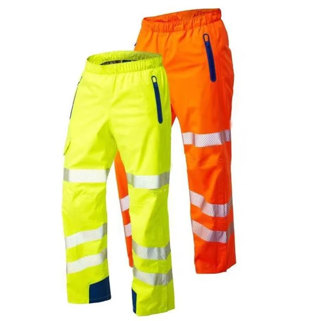 High Visibility Orange Safety Work Pants Tool Pockets Safety Reflective Work Wear Trousers High Visibility Workpants