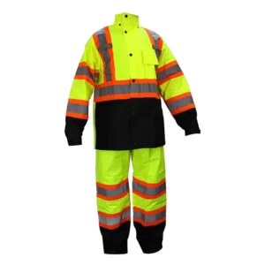 High-Visibility Oxford Polyester Waterproof Rain Suit Jacket and Pants