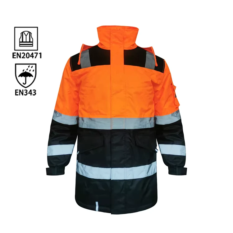 High Visibility Parka Windbreaker Hivis Winter Reflective Safety Jacket for Men