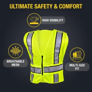 High Visibility Polyester Mesh Breathable Engineer Reflective Safety Vest