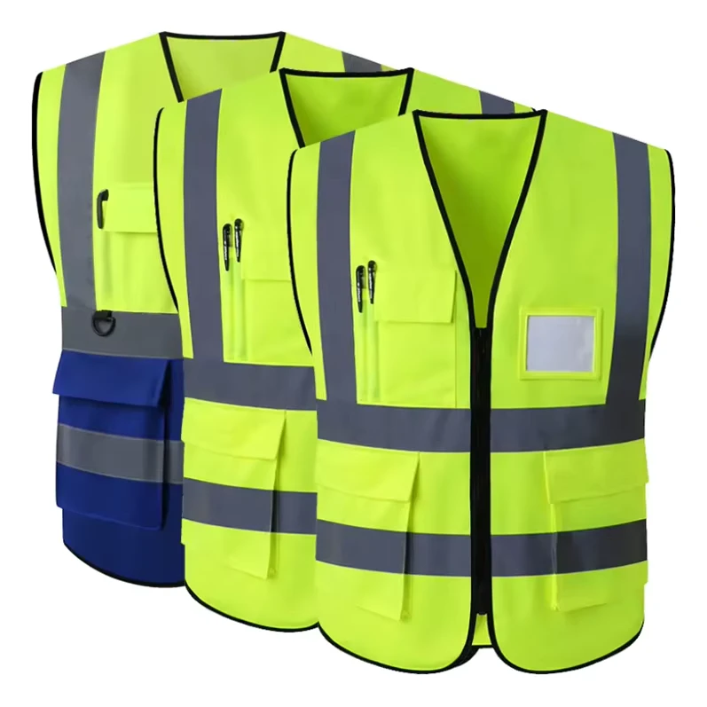 High Visibility Polyester Reflective Safety Vest, Breathable Mesh, Waterproof, Multiple Colors, Customizable