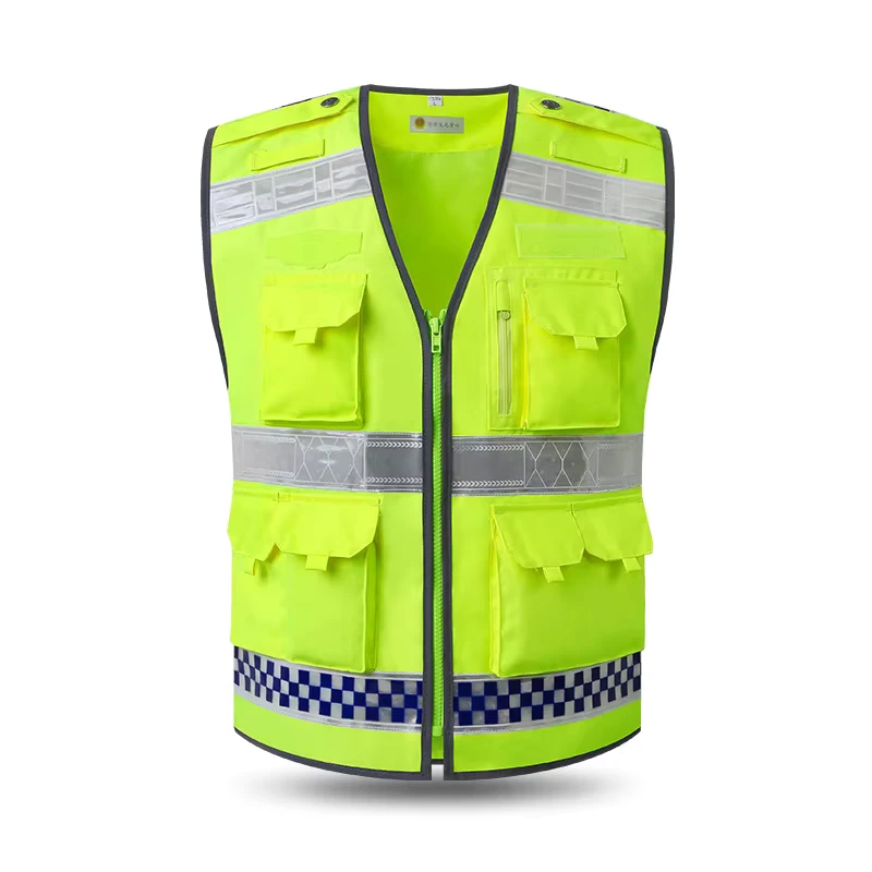 High Visibility Polyester Reflective Safety Vest for Construction and Roadway Work