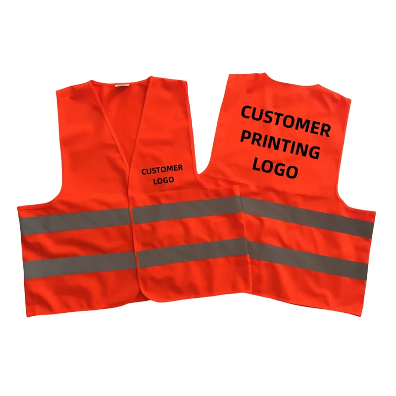 High Visibility Polyester Safety Vest with Double Reflective Strips for Road Duty and Traffic Control
